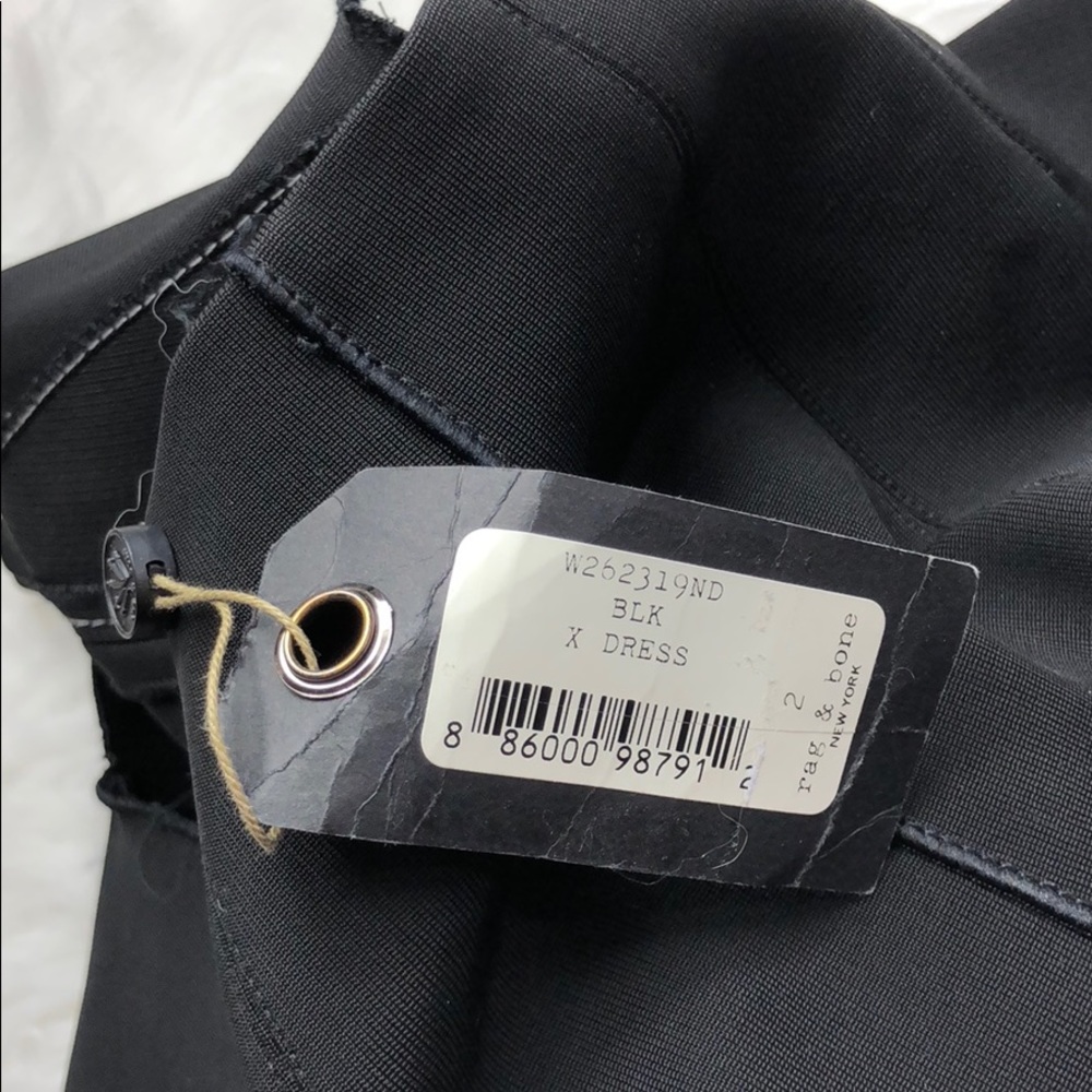 RAG AND BONE BODYCON BLACK CROSS BACK MIDI DRESS - Picture 8 of 8